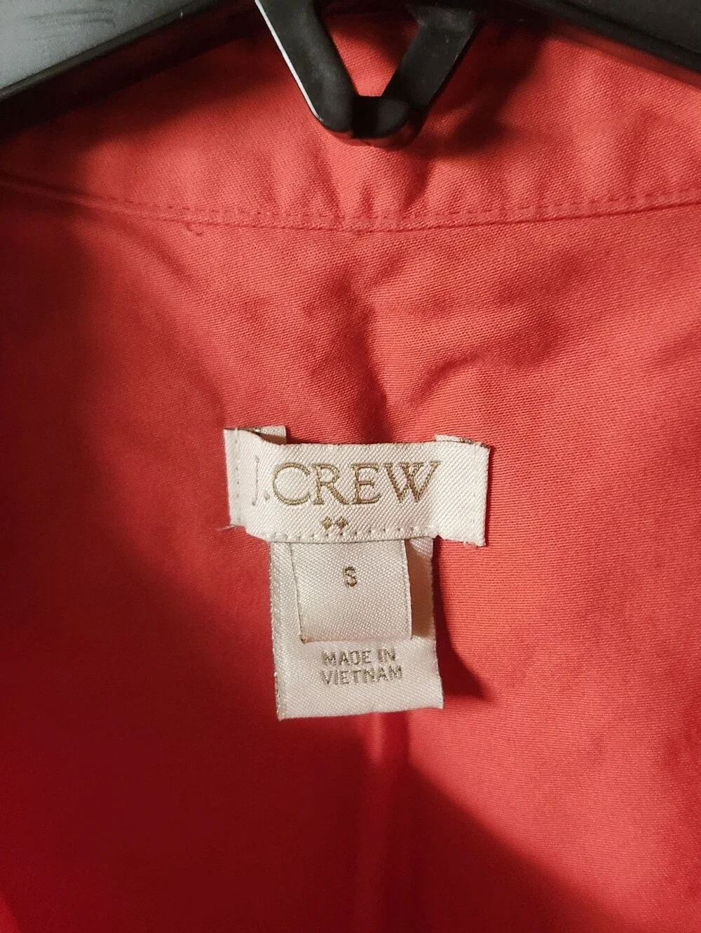 J.CREW Short Sleeve Cotton Poplin Shirt Dress Coral Red Pink Mini, Sz S